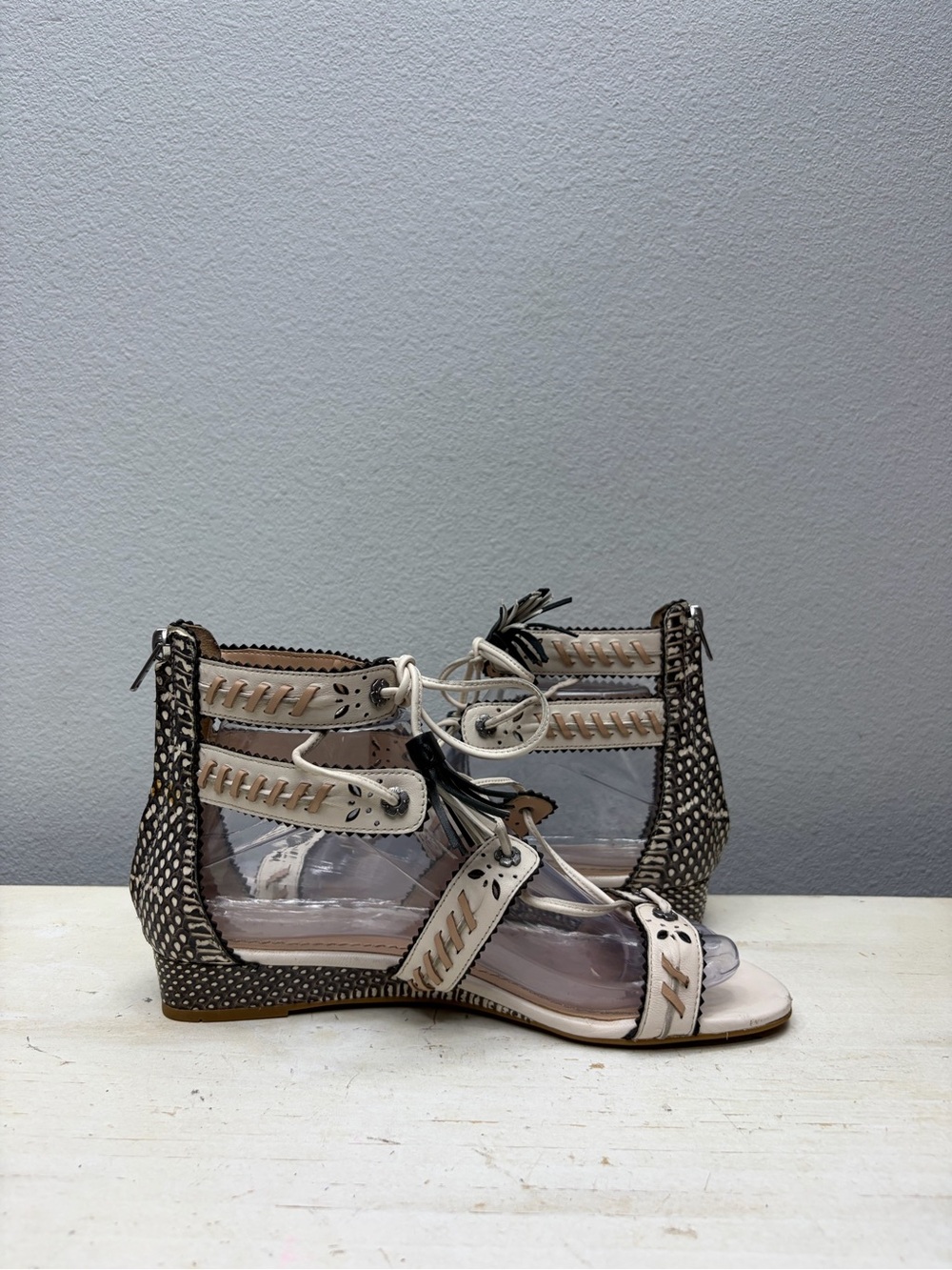 Coach Demi Wedge Leather Sandals Size 7 - Picture 2 of 8